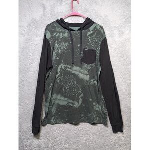 RVCA Men's Pullover Hooded Camo Shirt SZ L Green, Black Preowned